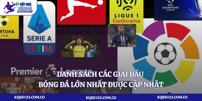 Danh sách các giải đấu bóng đá lớn nhất được cập nhật